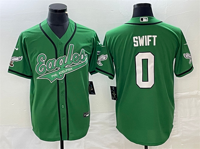 Men's Green Philadelphia Eagles #0 D’andre Swift Cool Base Stitched Baseball Jersey